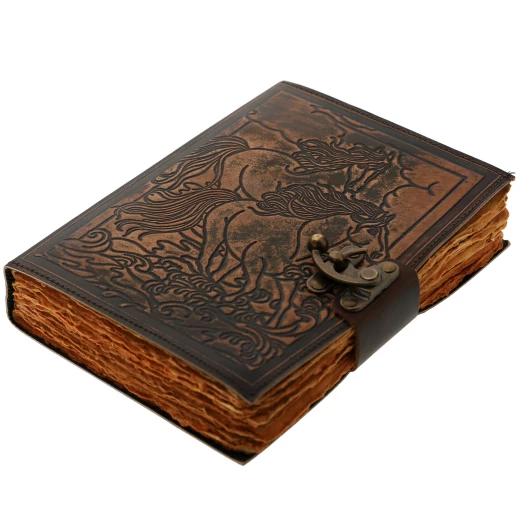 Leather Journal with Embossed Freedom Horses and Parchment Paper - Outlet